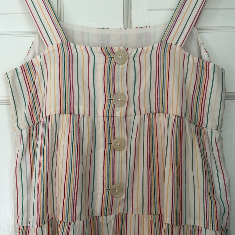 Madewell Tiered Midi Dress in Textured Rainbow Stripe (Size 00) - Picture 10 of 12